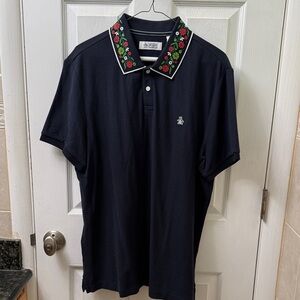 Original Penguin Navy Polo with Embroidered Collar